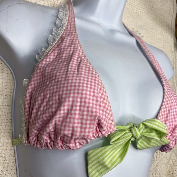 Beach Bunny Pink Gingham Halter Bikini Top nwt - Picture 3 of 6